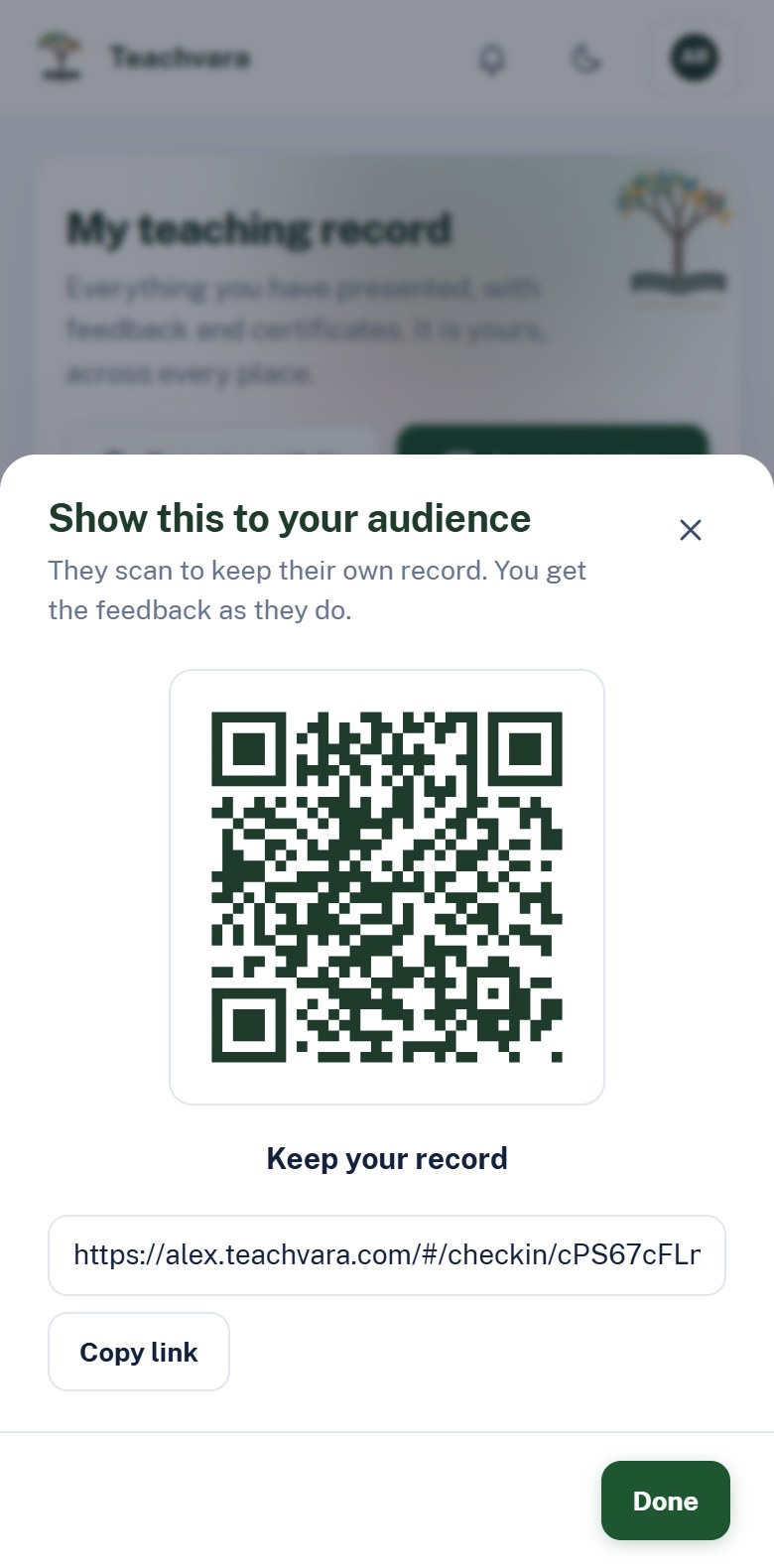 Share the QR code